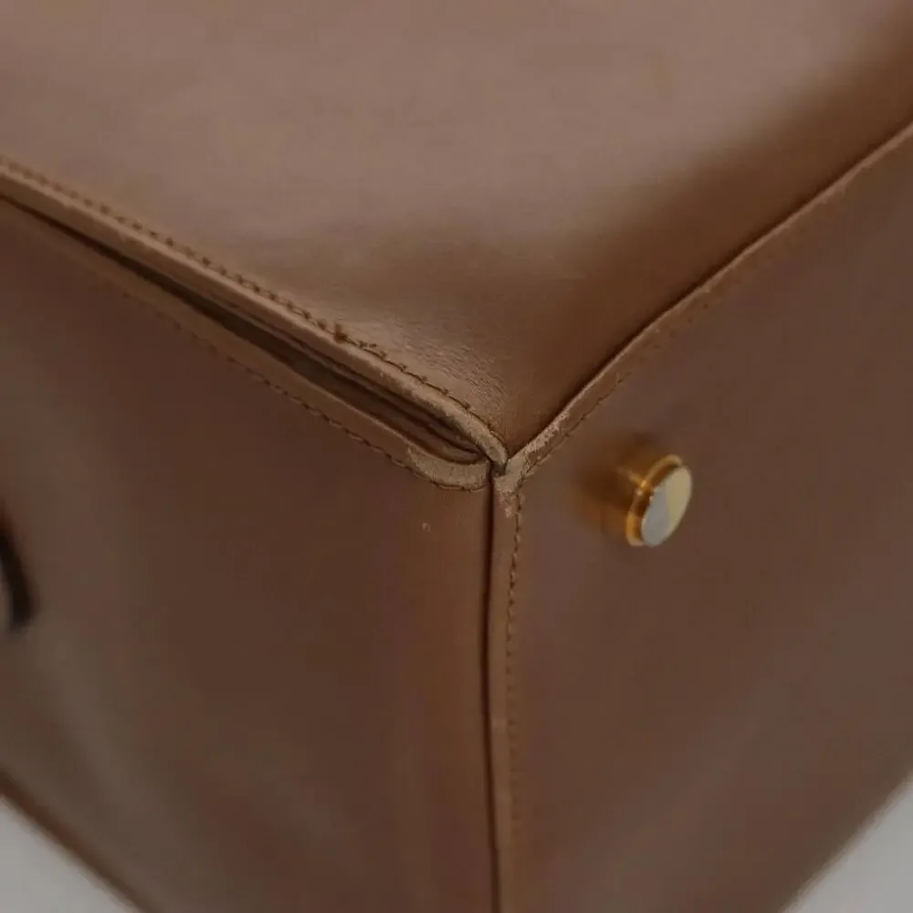 Salvatore Ferragamo Boston Bag Leather Beige Gold